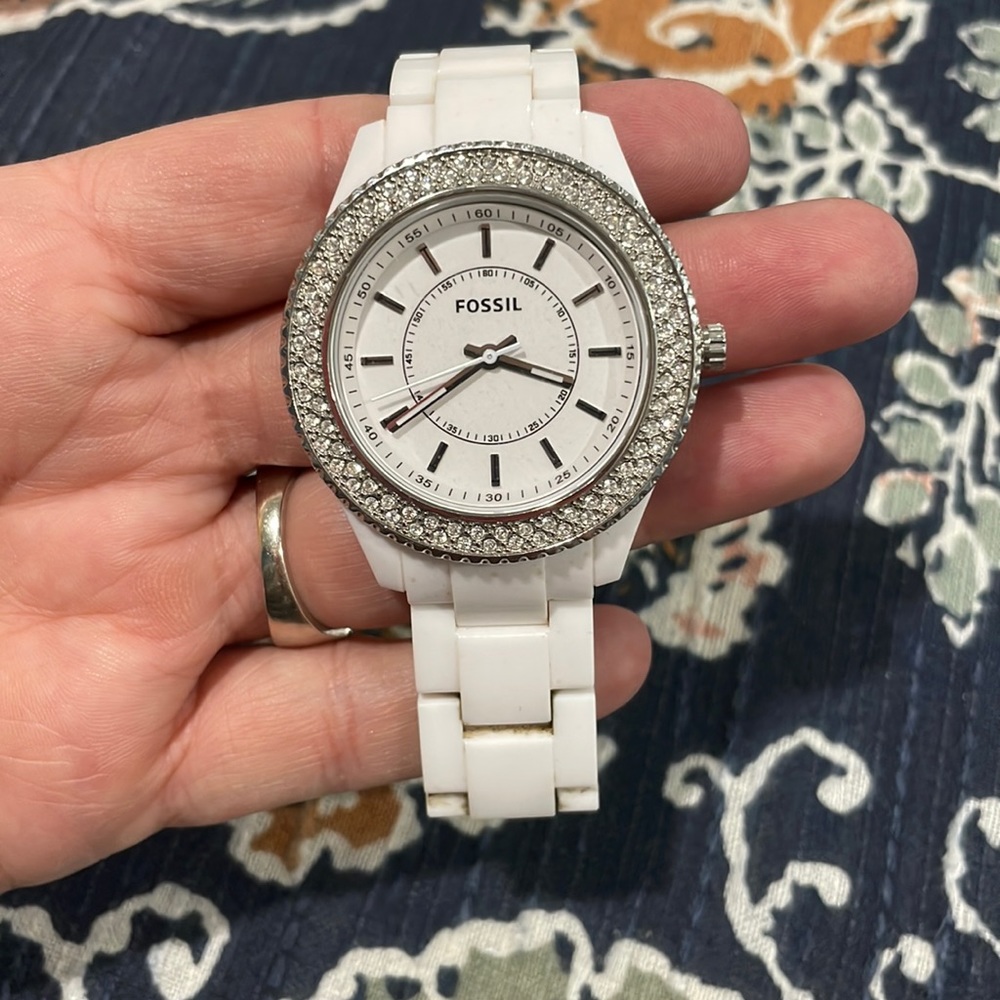 White Fossil Watch